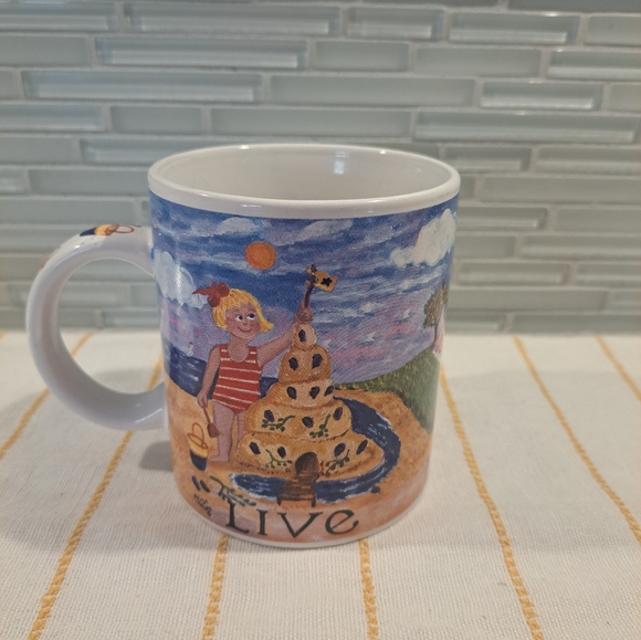 Melissa McLeod Santa Barbara Ceramic Mug. Girls Beach Pals "Live Laugh Love" - Picture 3 of 6